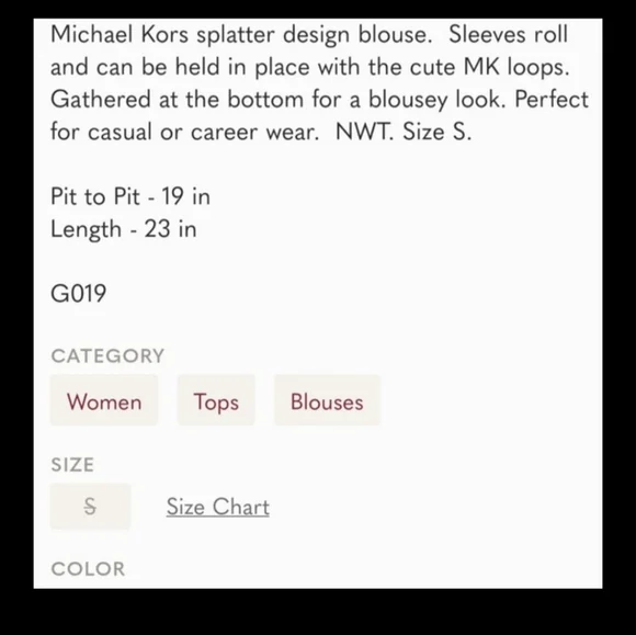 NWOT! MICHAEL KORS SPLATTER DESIGN BLOUSE - Picture 11 of 11